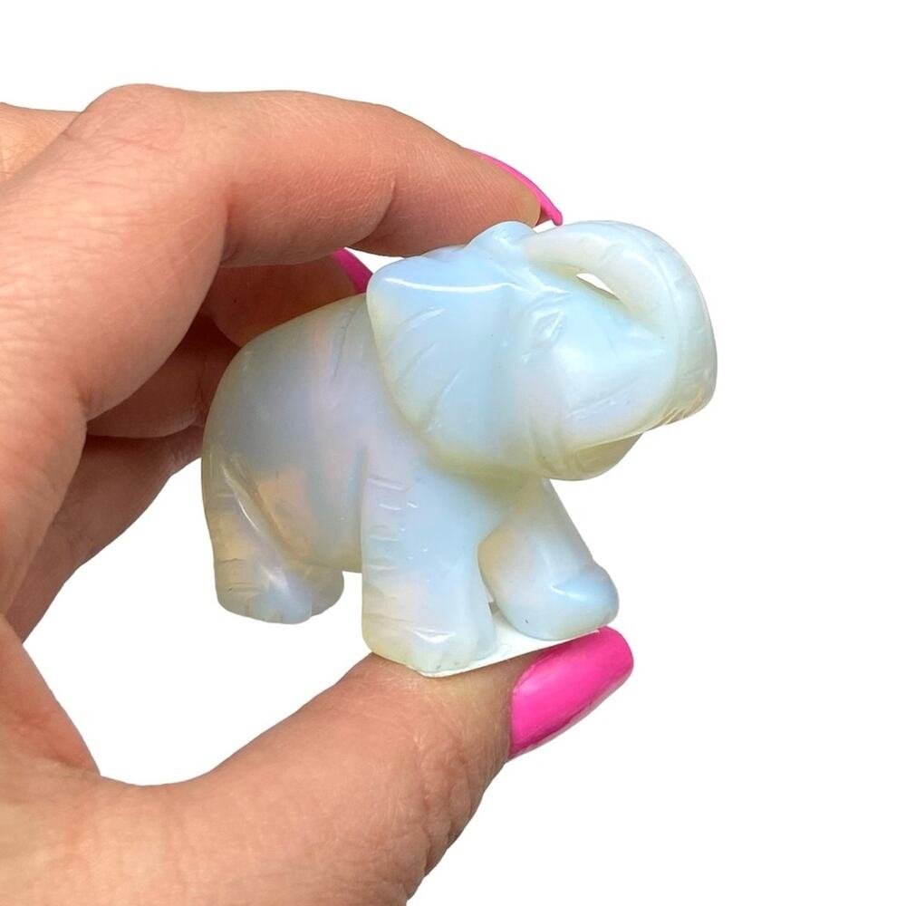Opalite Elephant Crystal Carving Carved Gift Decor Animal Figurine Crystal - Picture 3 of 6